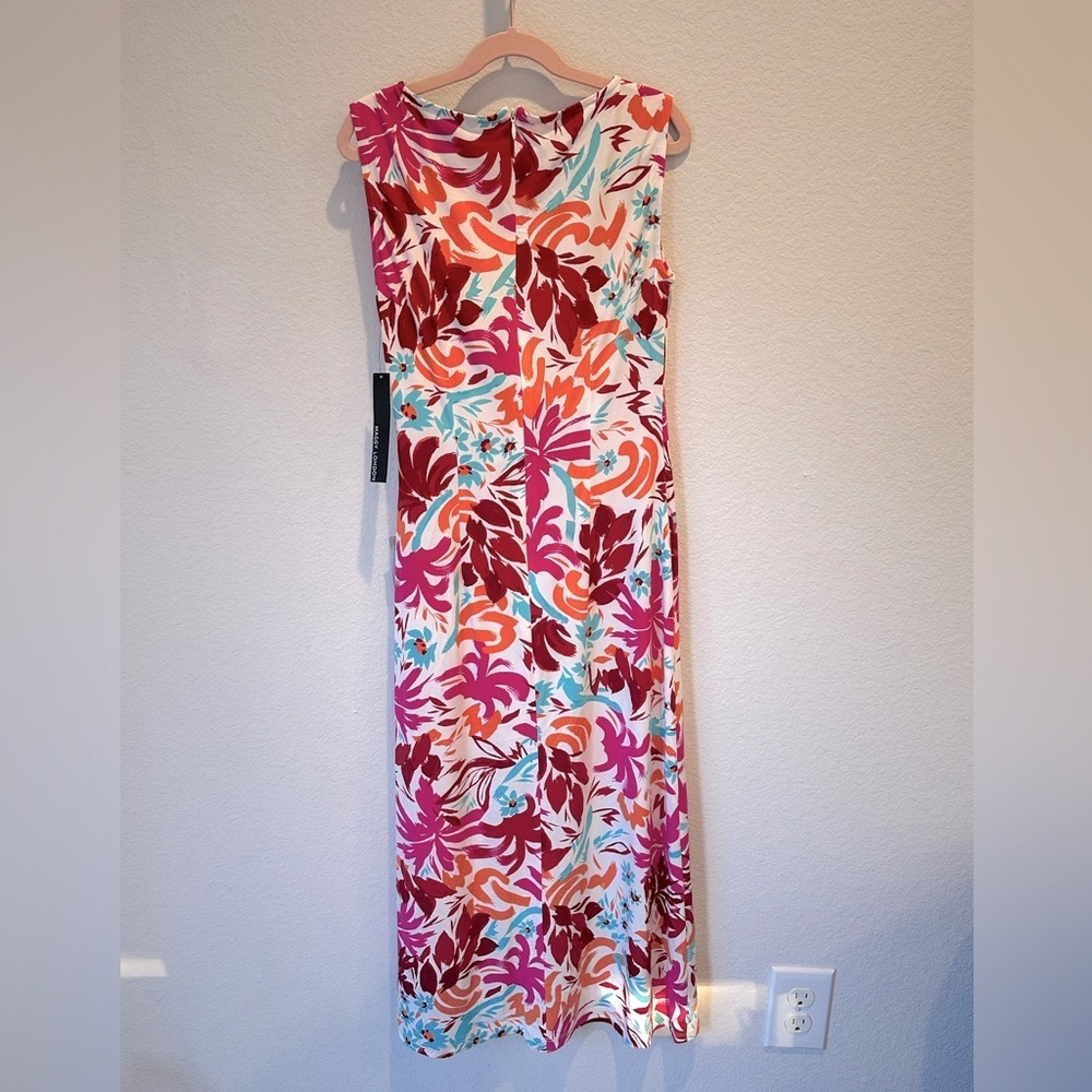 Maggy London Colorful Sleeveless Twist Front Summer Midi Dress NWT- Size 0 - Picture 4 of 5